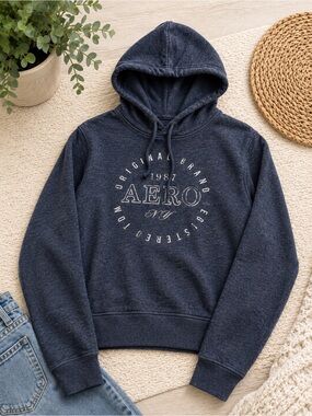 AERO Navy Logo Hoodie - Aéropostale